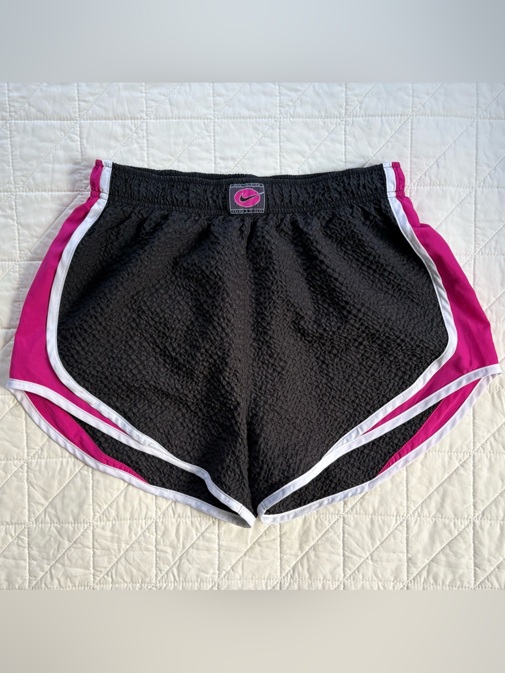 Nike Black Shorts with Pink & White Trim - Women's Athletic Running Shorts
